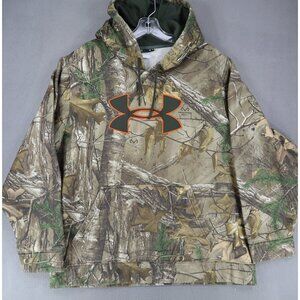 Under Armour Realtree Camo Hoodie Mens Large Green Multi Orange Performance Xtra
